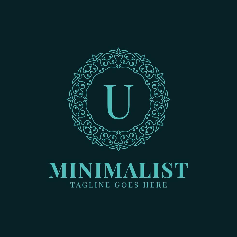 diseño de logotipo de vector de decoración de encaje de círculo minimalista de letra u