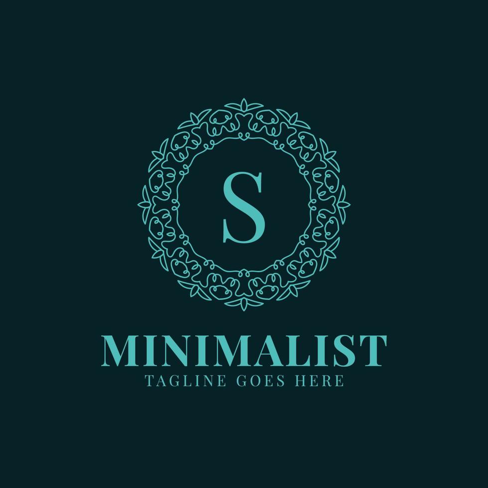 letter S minimalist circle lace decoration vector logo design