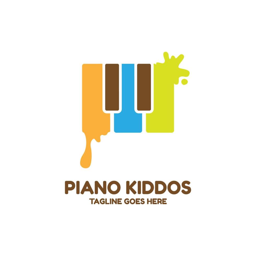 diseño colorido del logotipo del vector de los niños del piano