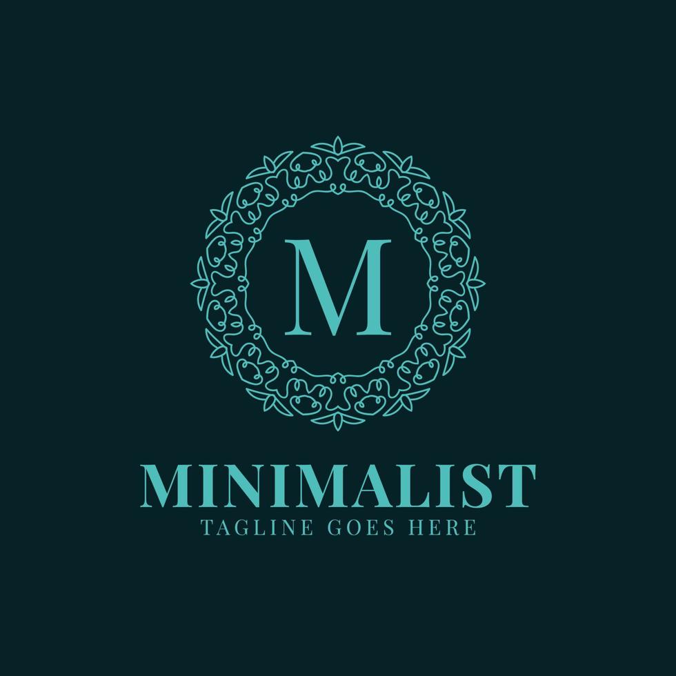 letter M minimalist circle lace decoration vector logo design