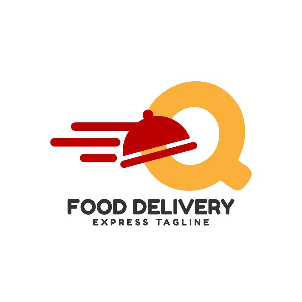 letter Q express food delivery vector initial logo design