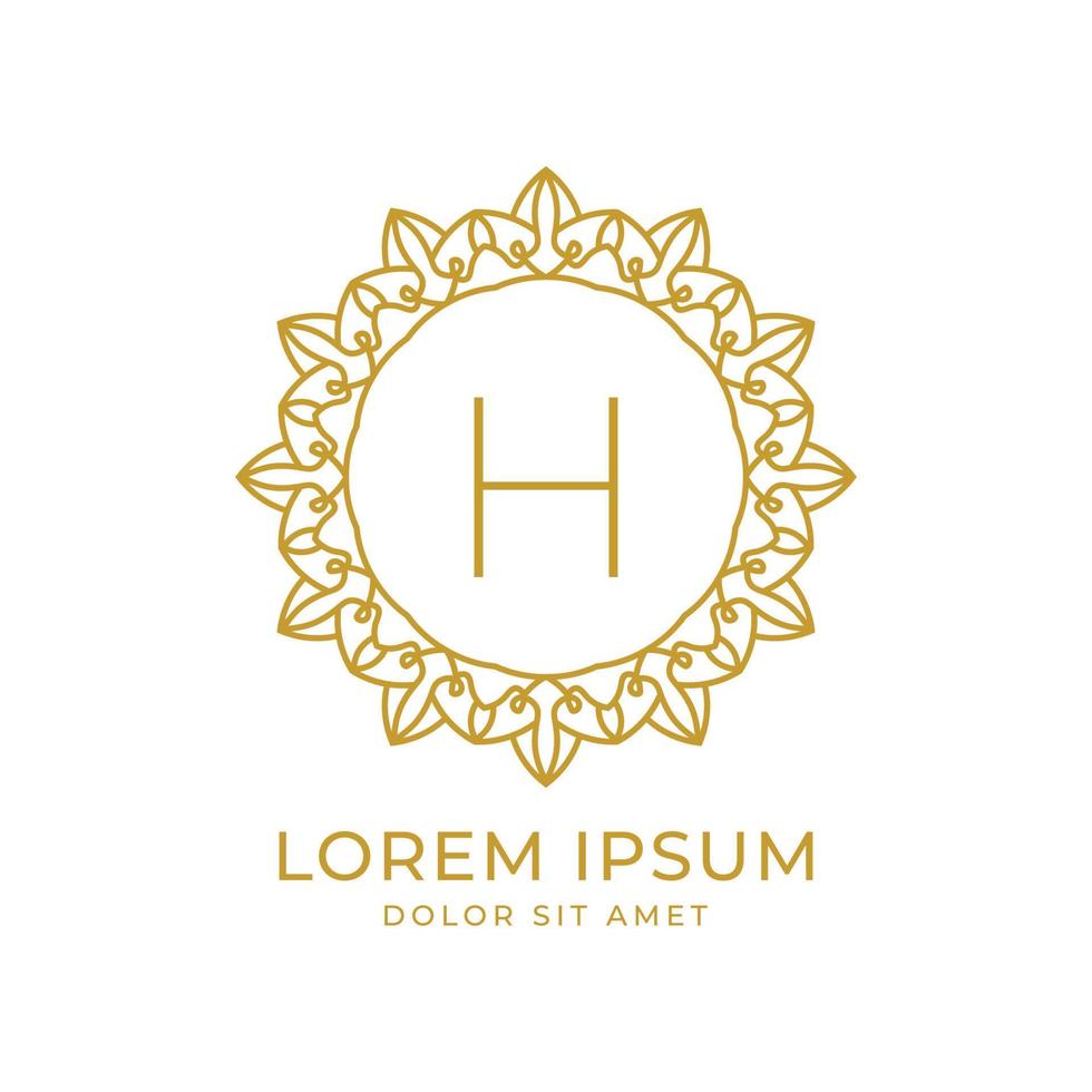 letra h diseño de logotipo de vector de cresta de lujo minimalista para spa, moda, boda, salón, hotel, bienes raíces, cuidado de la belleza