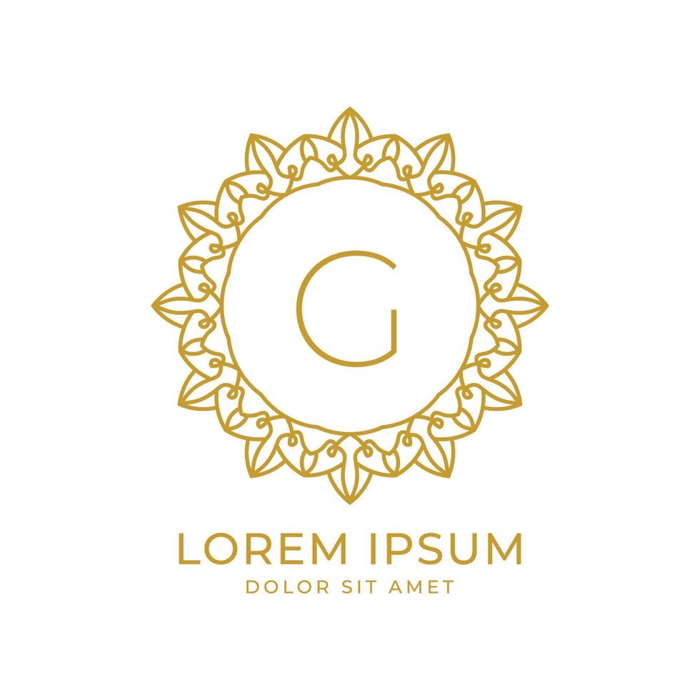 letter G minimalist luxury crest vector logo design for spa, fashion, wedding, salon, hotel, real estate, beauty care