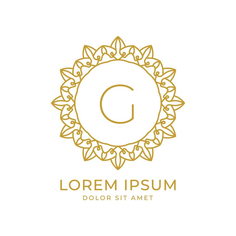 letra g diseño de logotipo de vector de cresta de lujo minimalista para spa, moda, boda, salón, hotel, bienes raíces, cuidado de la belleza