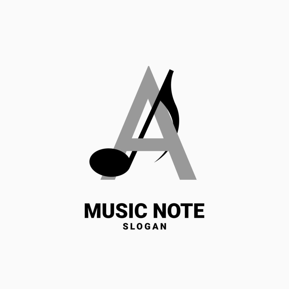 letter A with music note vector logo design