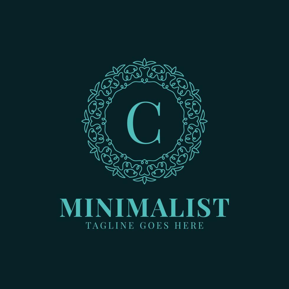 diseño de logotipo de vector de decoración de encaje de círculo minimalista de letra c