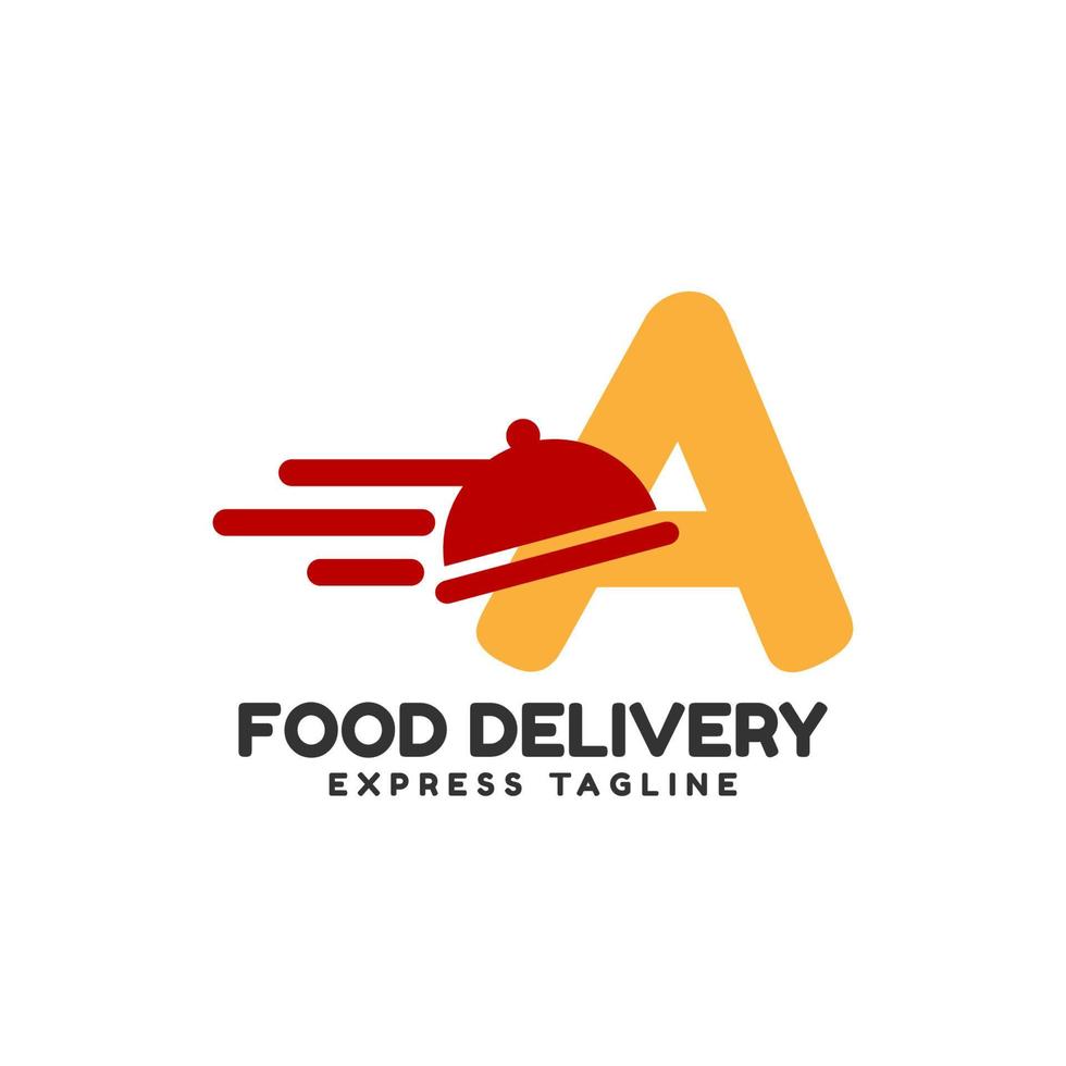 letter A express food delivery vector initial logo design