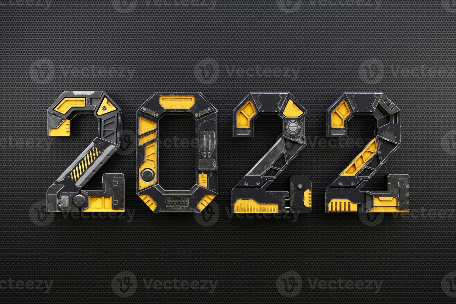 New year 2022 made from Robot alphabet. photo