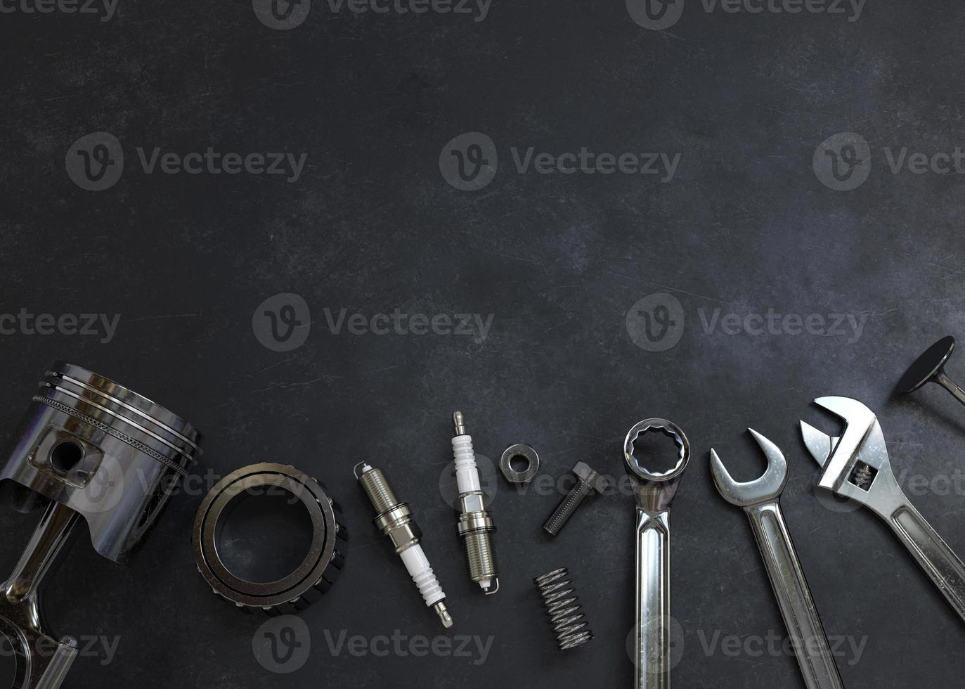 Set of tools on Dark background. photo