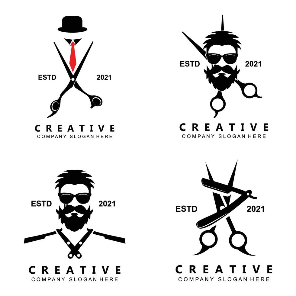 Barber tool scissors logo icon background symbol vector