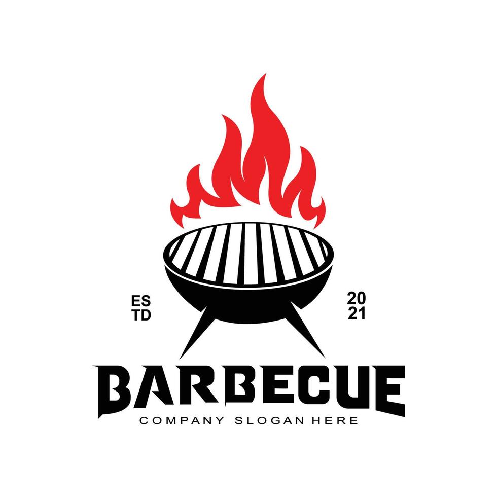 logotipo de barbacoa rústica retro vintage. diseño de comida o parrilla, ilustración de vector de icono