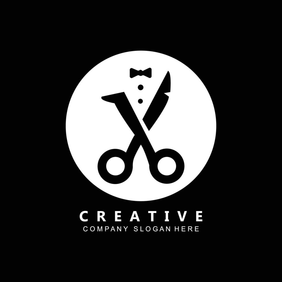 Barber tool scissors logo icon background symbol vector
