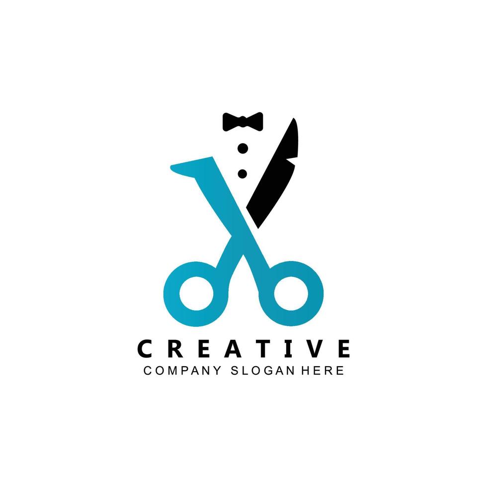 Barber tool scissors logo icon background symbol vector