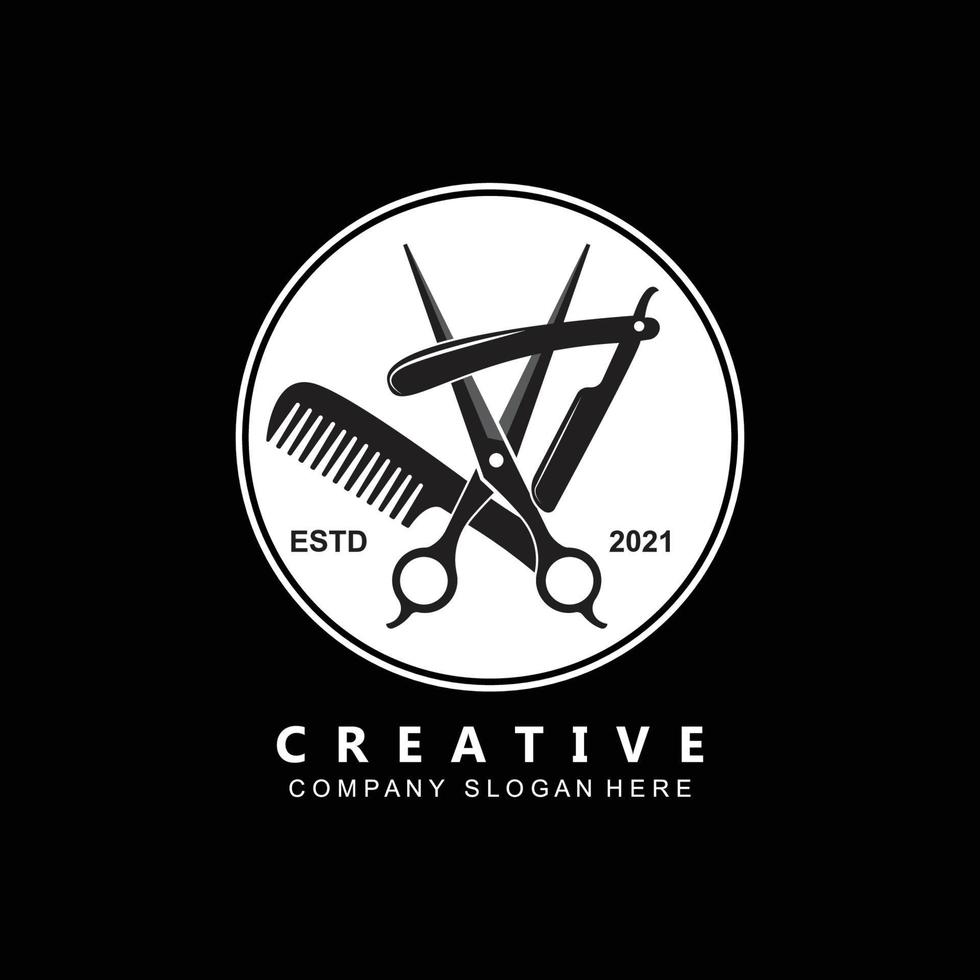 Barber tool scissors logo icon background symbol vector