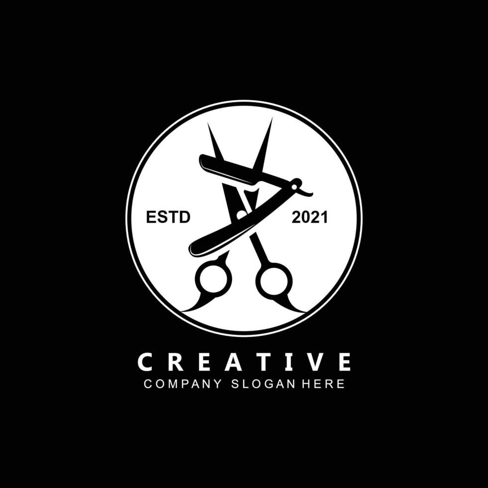 Barber tool scissors logo icon background symbol vector