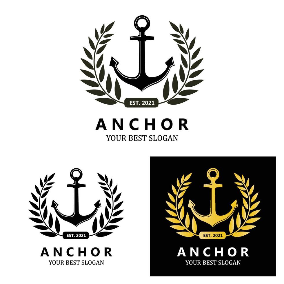 ship anchor logo icon vector, port, retro design illustration vector