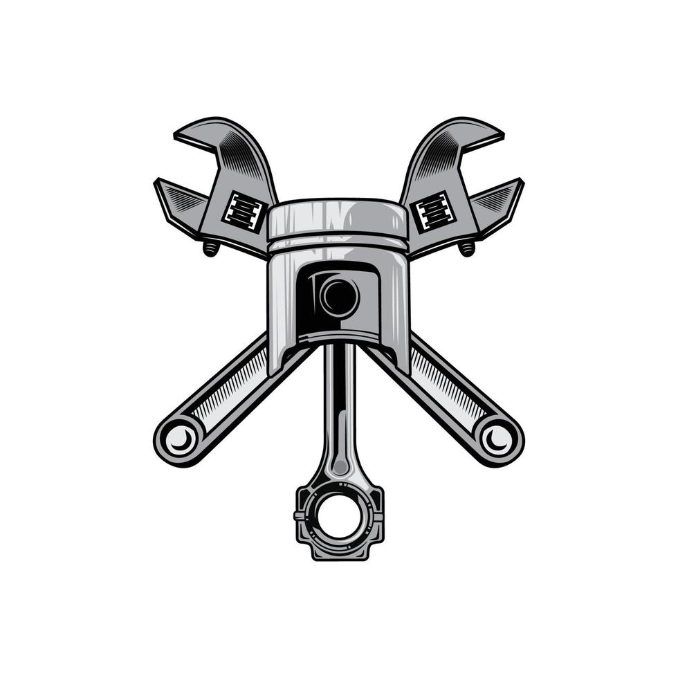 Engine Piston Logo Icon Vector Car vehicle, drive tool, retro background