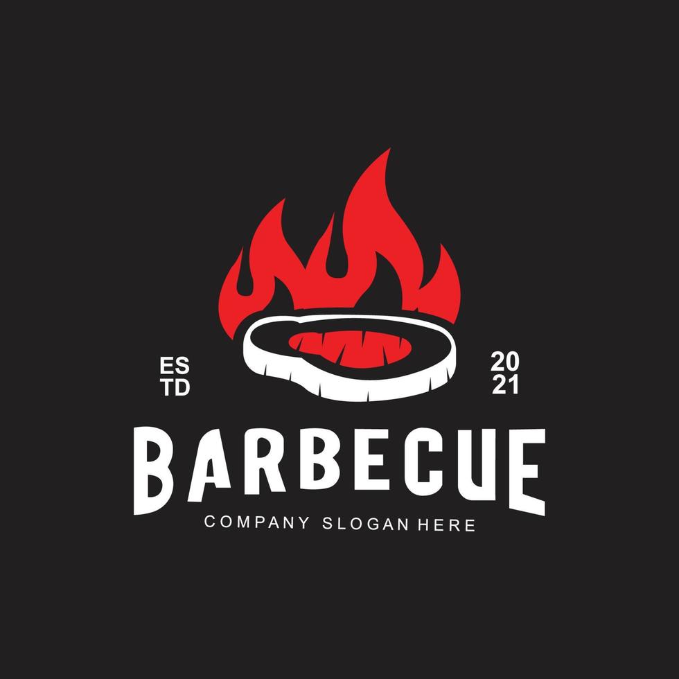 Vintage Retro Rustic barbecue logo. Food or grill design, icon vector illustration