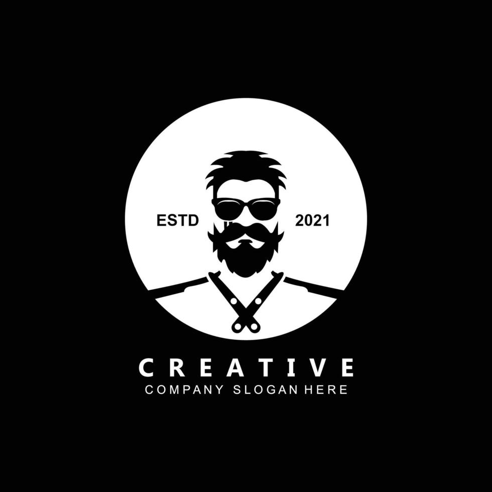 Barber tool scissors logo icon background symbol vector