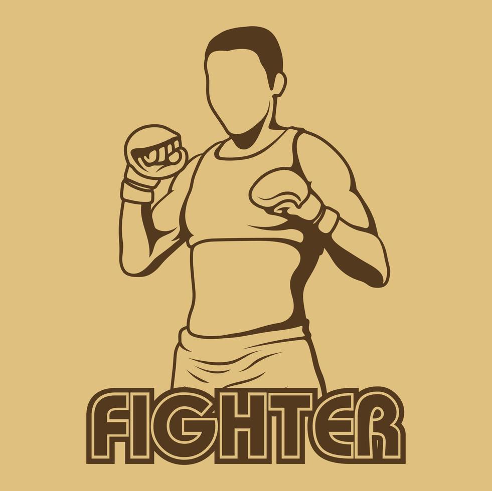 vector de ilustración de boxeo de luchador de hombre.