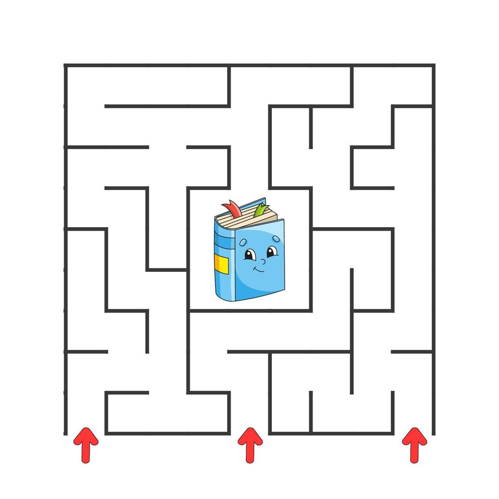 Square maze. Game for kids. Puzzle for children. cartoon character. Labyrinth conundrum. Color vector illustration. Find the right path. The development of logical and spatial thinking.