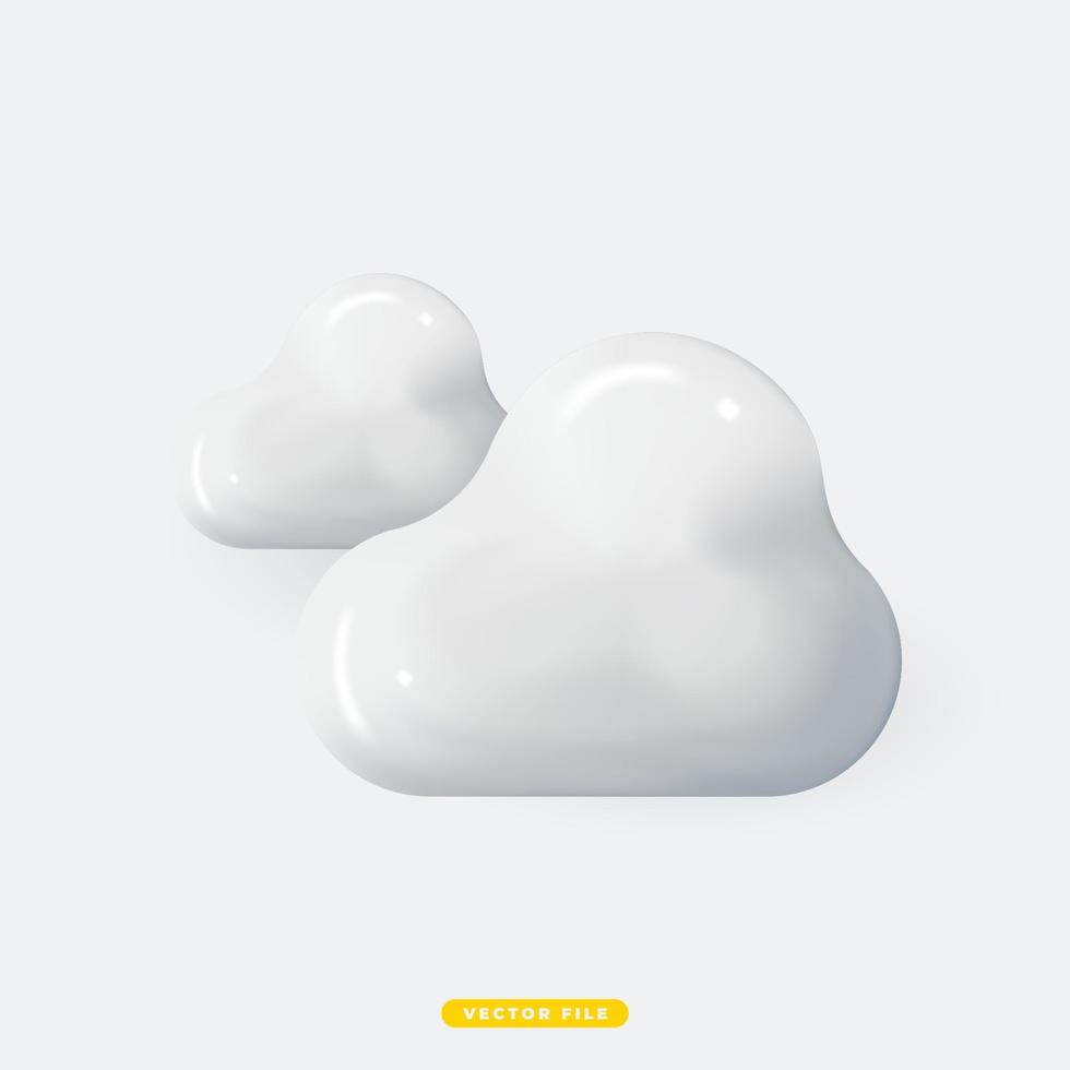 Cloud  3D Realistic Weather Icon Isolated Vector Illustration. Realistic 3D icon design