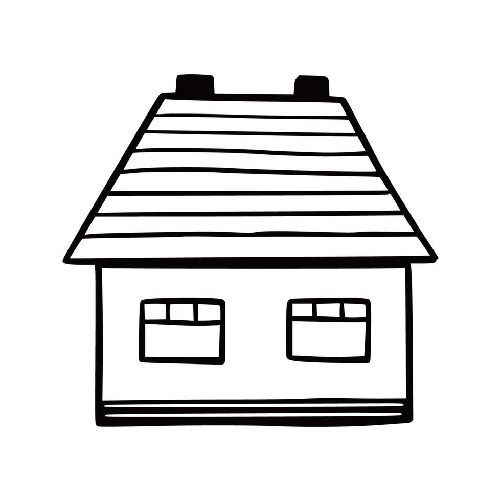 Hand drawn cute house. Doodle vector
