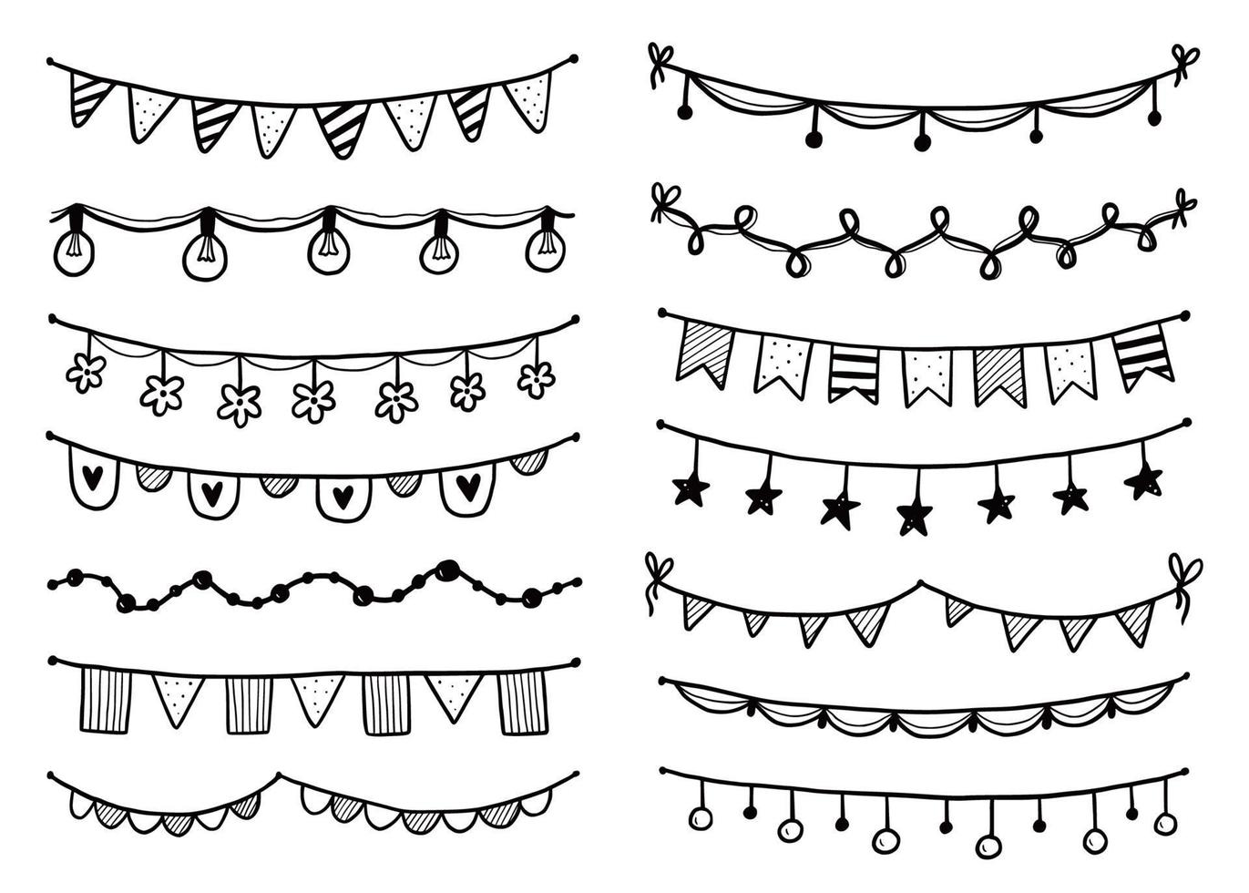 Party garland set with flag, bunting, pennant. vector