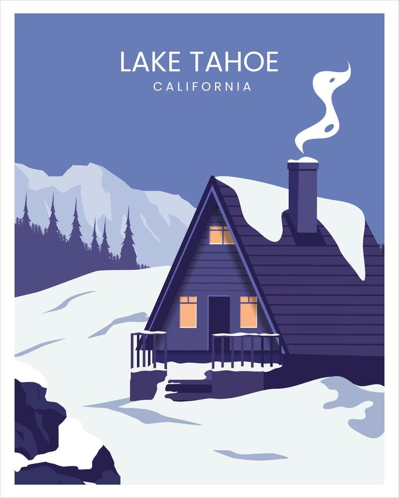 ilustración de fondo del parque nacional del lago tahoe. viajar a estados unidos america. ilustración vectorial con estilo coloreado. vector