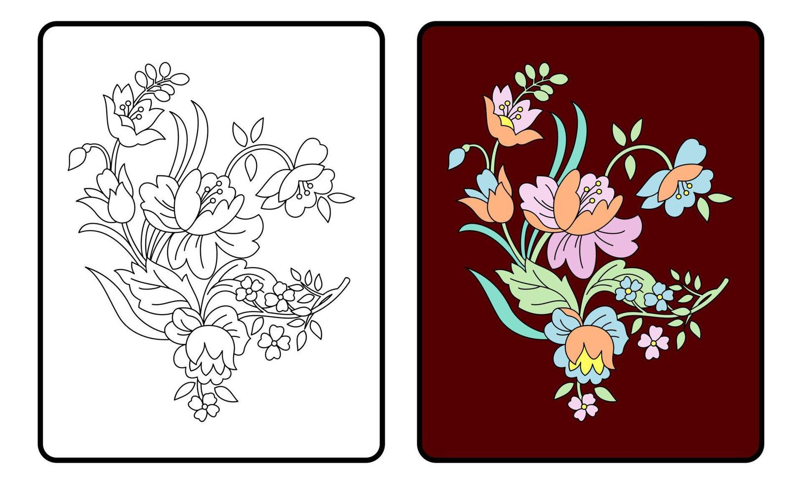 libro para colorear de flores o página, educación para niños. vector