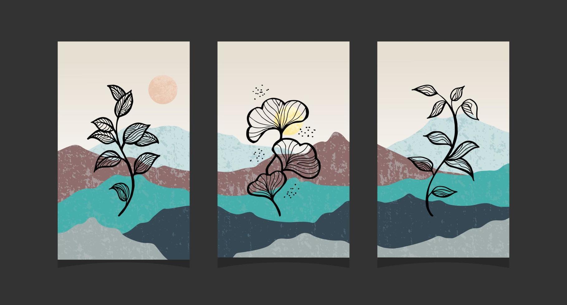 Boho art with Abstract mountain background vector