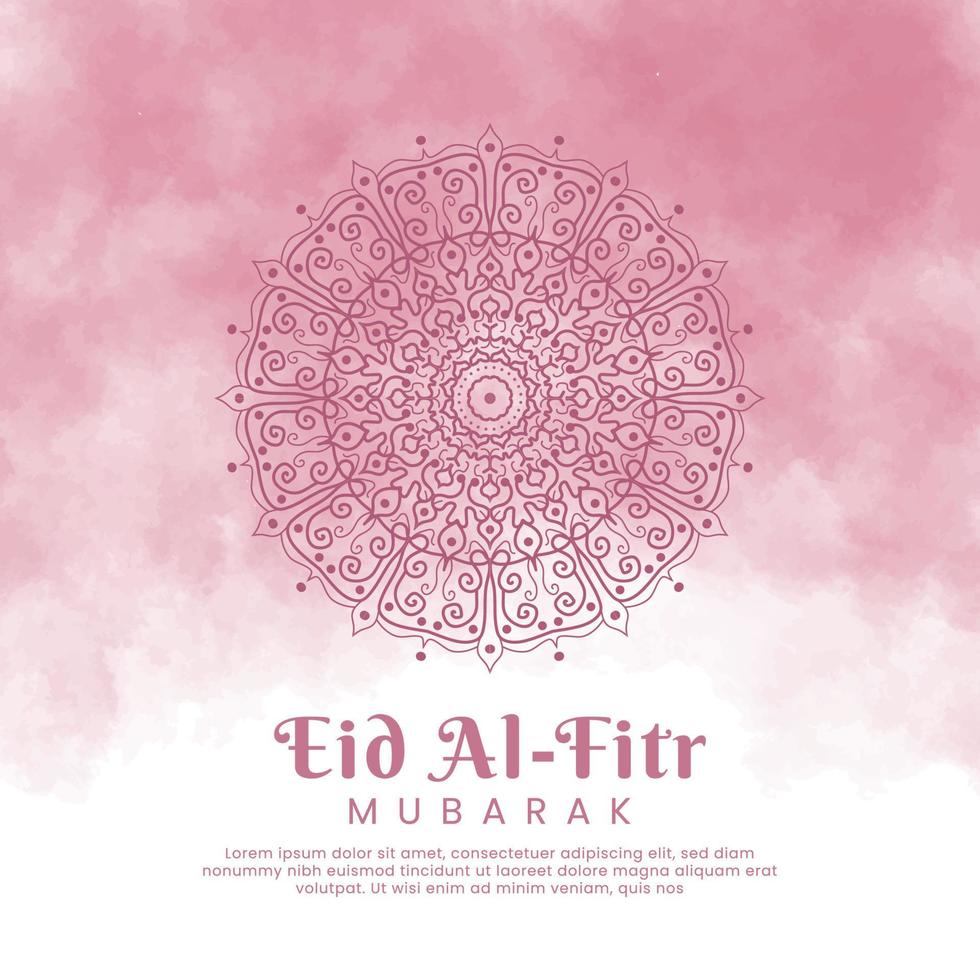 Eid al-fitr with mandala and watercolor background. Abstract illustration vector