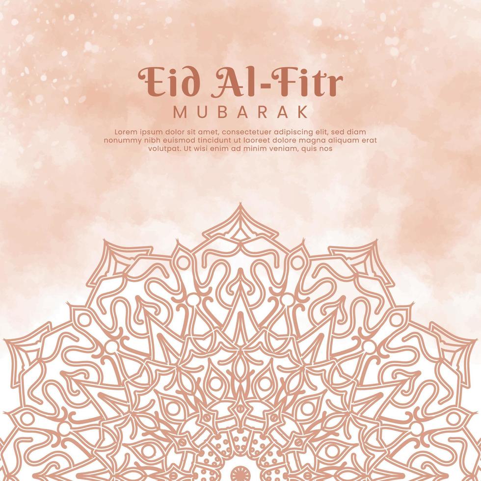 eid al-fitr con mandala y fondo de acuarela. ilustración abstracta vector