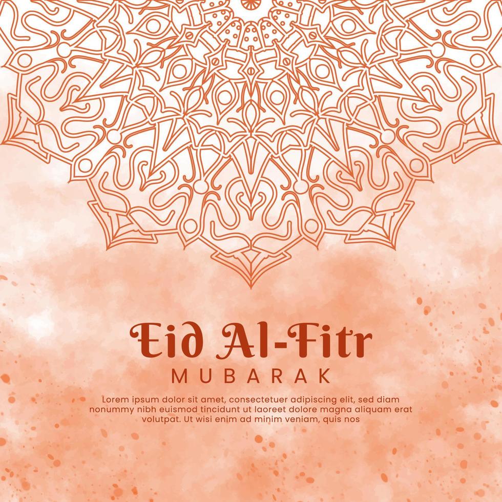 eid al-fitr con mandala y fondo de acuarela. ilustración abstracta vector