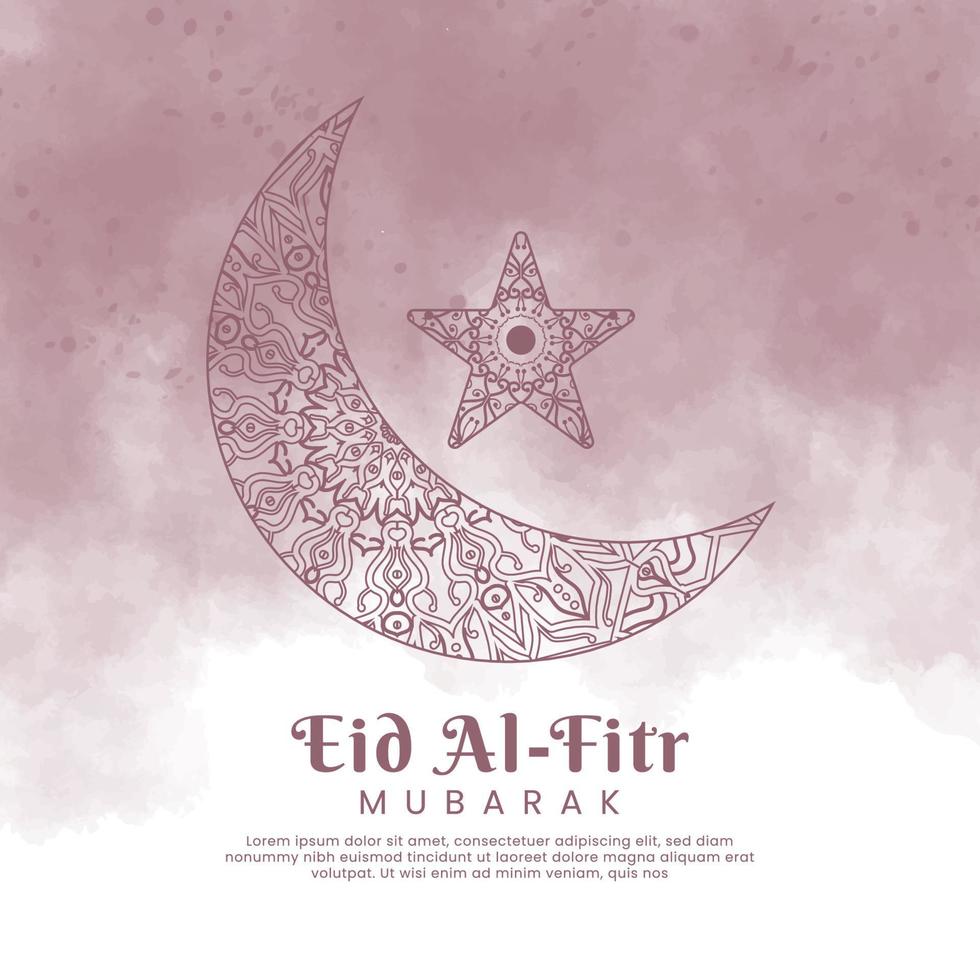 eid al-fitr con mandala y fondo de acuarela. ilustración abstracta vector