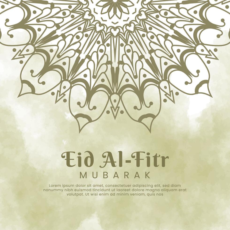 Eid al-fitr with mandala and watercolor background. Abstract illustration vector