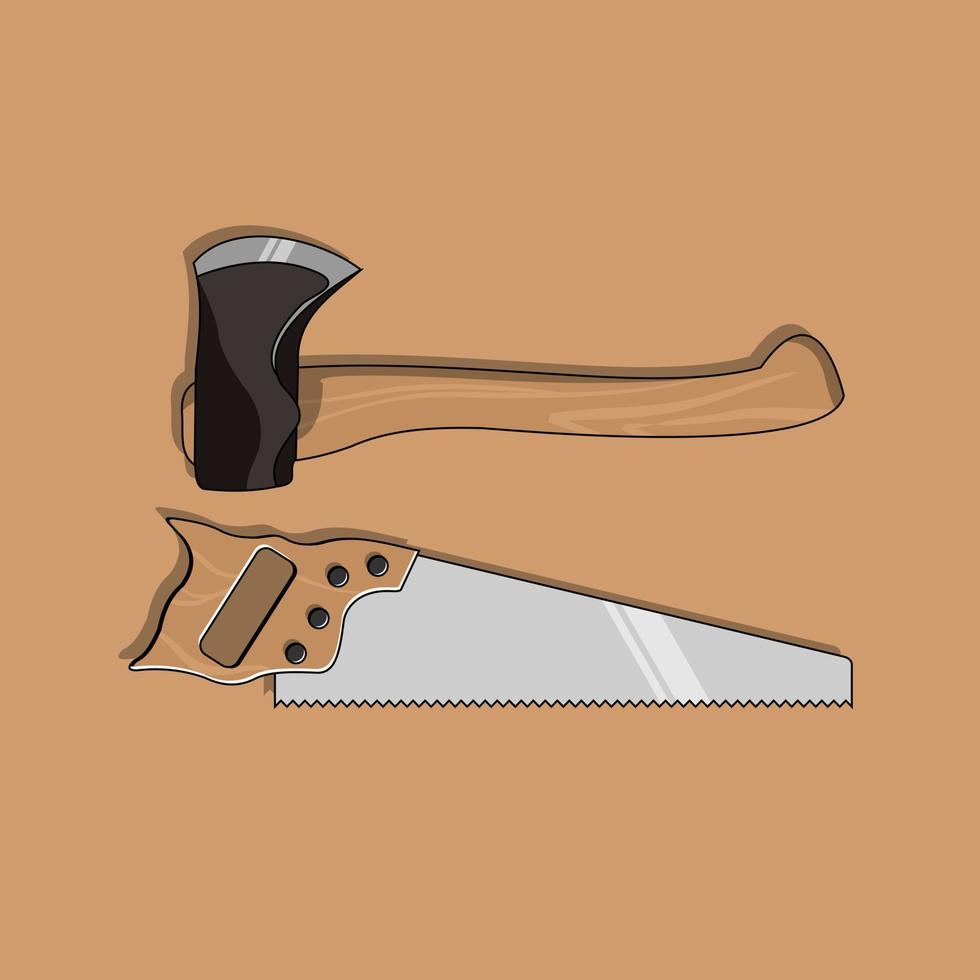 Vector of axe and saw flat design