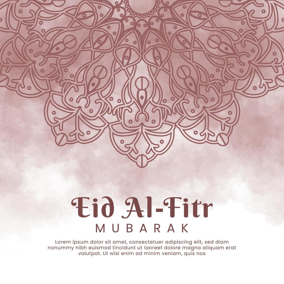 Eid al-fitr with mandala and watercolor background. Abstract illustration vector