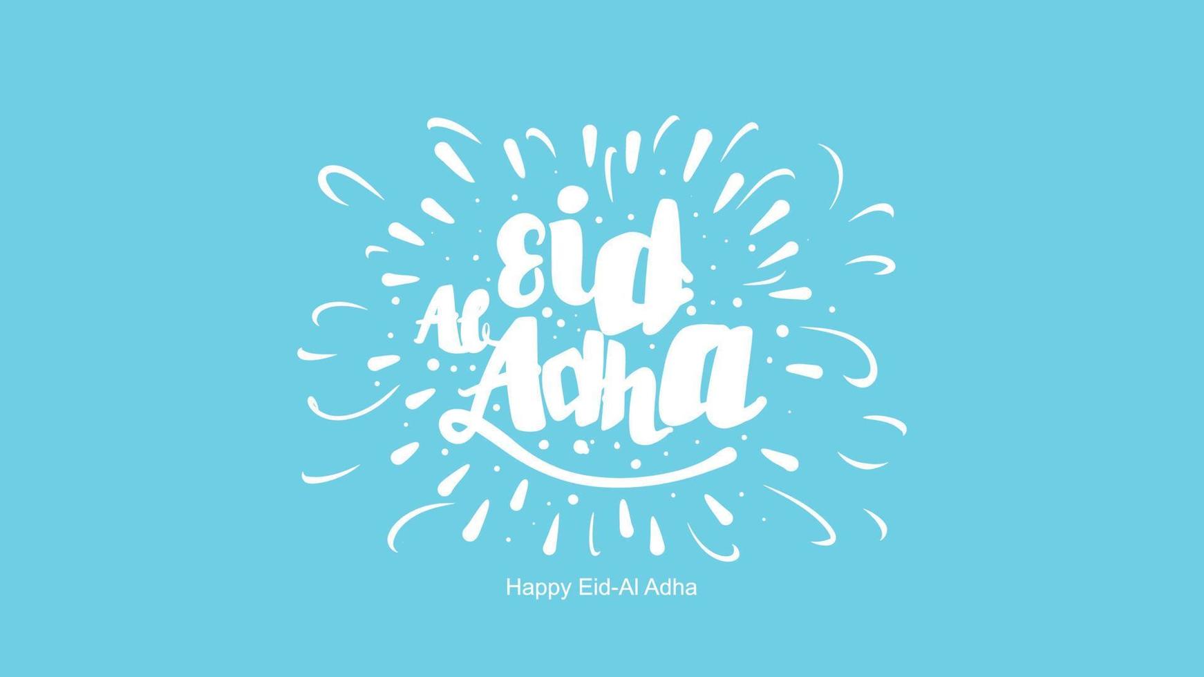 Eid al-Adha handwritten lettering. Beautiful text design for for graphic poster, greeting card etc.Greeting vector illustration