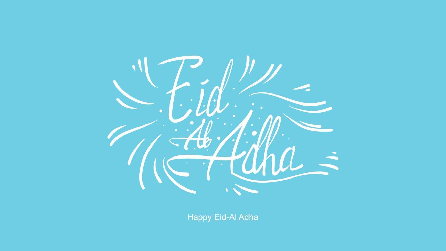 Eid al-Adha handwritten lettering. Beautiful text design for for graphic poster, greeting card etc.Greeting vector illustration