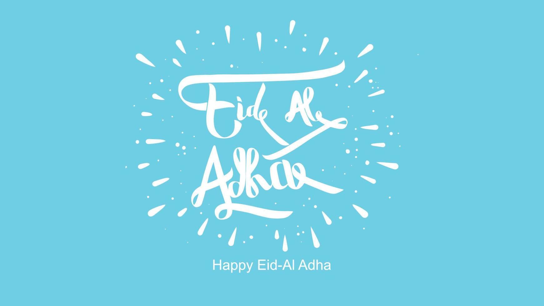 Eid al-Adha handwritten lettering. Beautiful text design for for graphic poster, greeting card etc.Greeting vector illustration