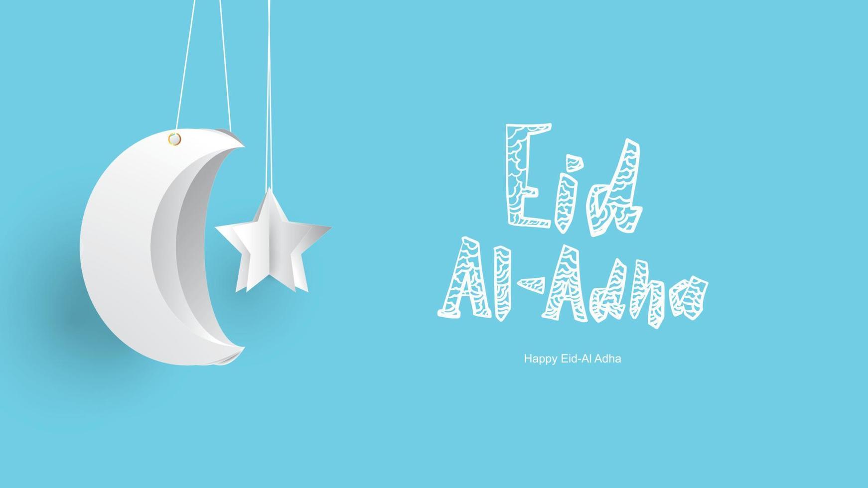 Eid al-Adha handwritten lettering. Beautiful text design for for graphic poster, greeting card etc.Greeting vector illustration