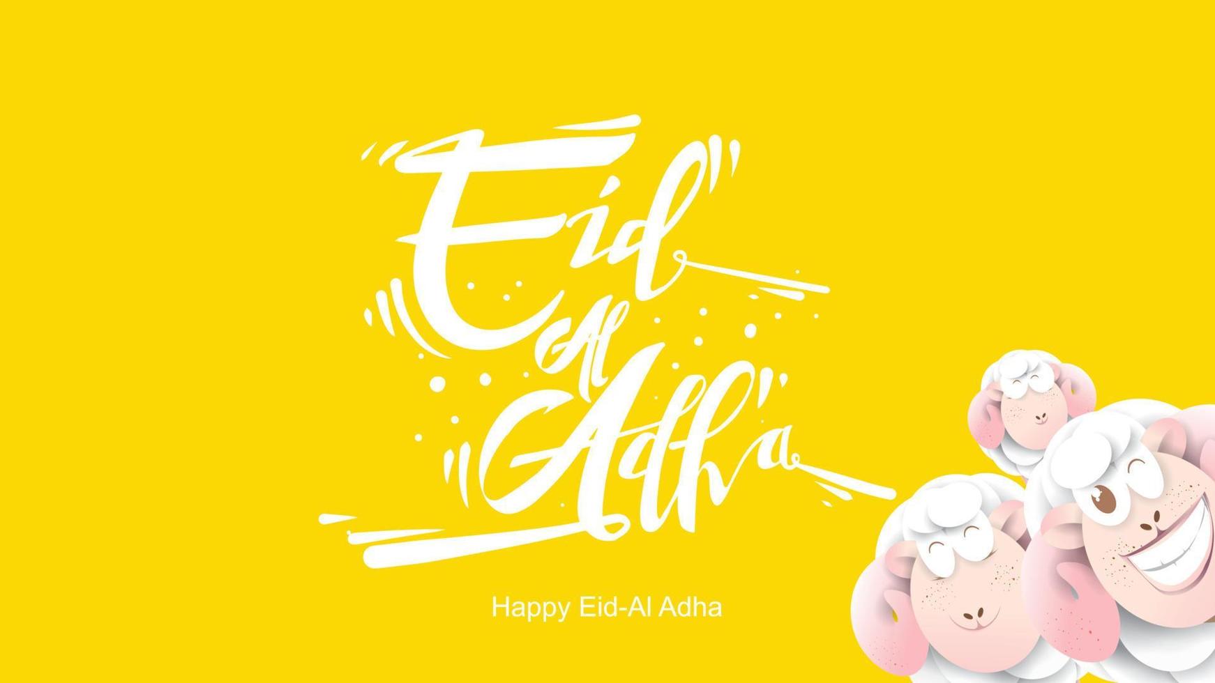 Muslim holiday Eid al-Adha. the sacrifice a ram sheep. Beautiful text handwritten lettering design for for graphic poster, greeting card etc.Greeting vector illustration