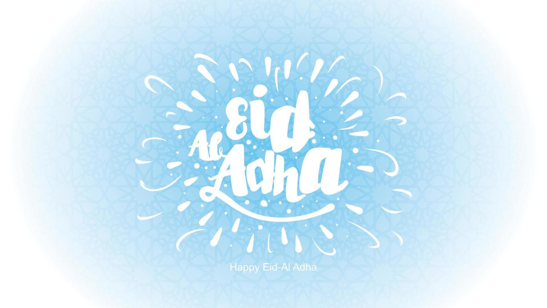 Eid al-Adha handwritten lettering. Beautiful text design for for graphic poster, greeting card etc.Greeting vector illustration