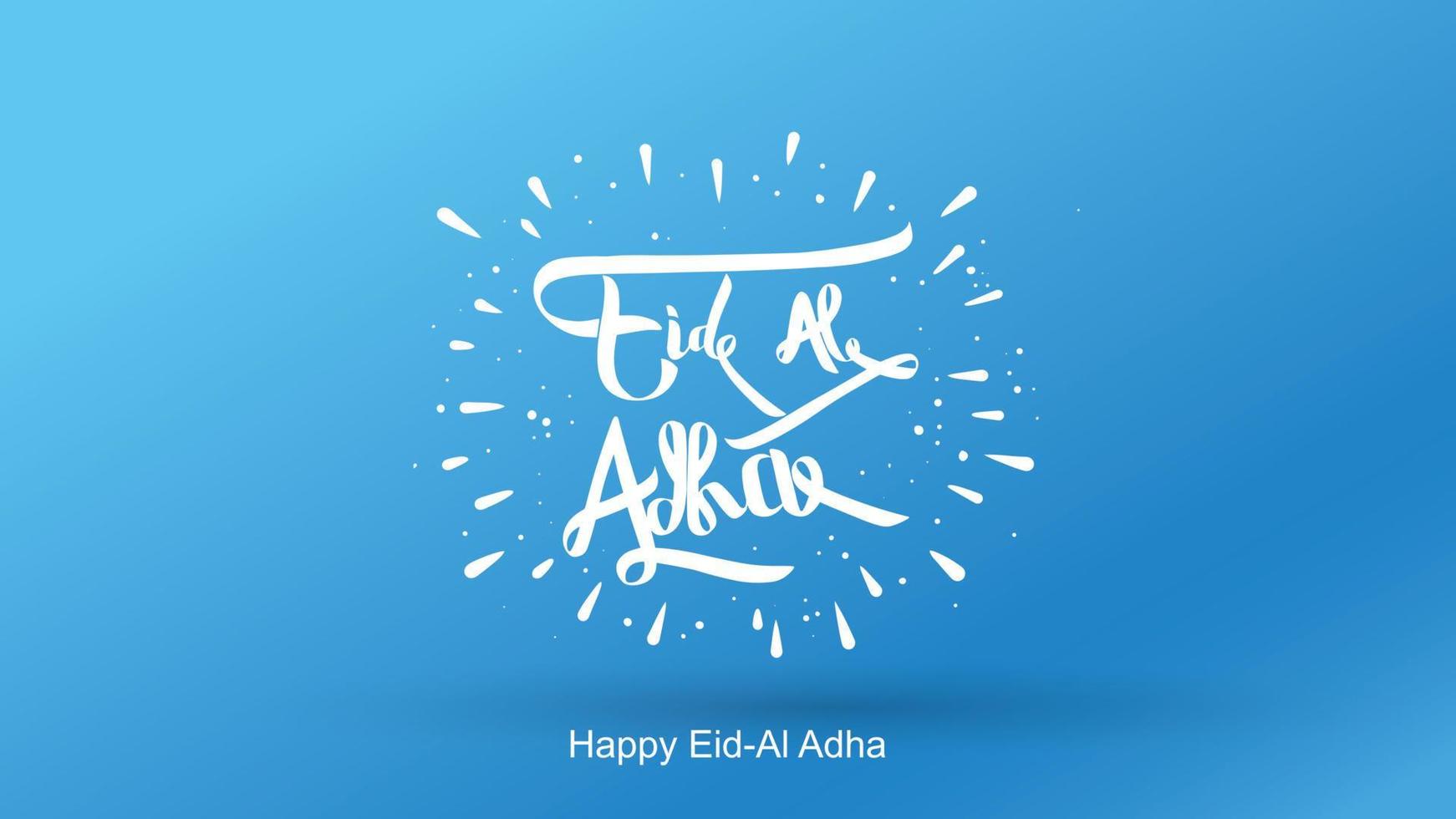 Eid al-Adha handwritten lettering. Beautiful text design for for graphic poster, greeting card etc.Greeting vector illustration