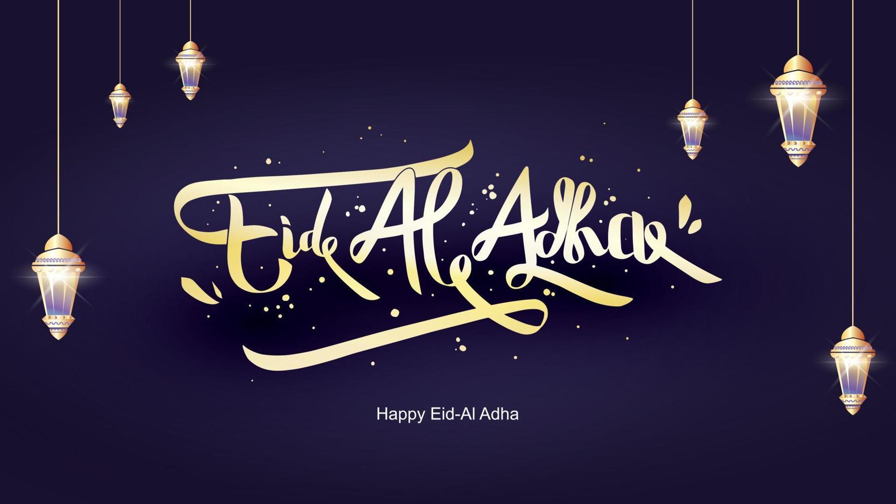 Letras manuscritas de eid al-adha. Hermoso diseño de texto para póster gráfico, tarjeta de felicitación, etc. Ilustración de vector de saludo