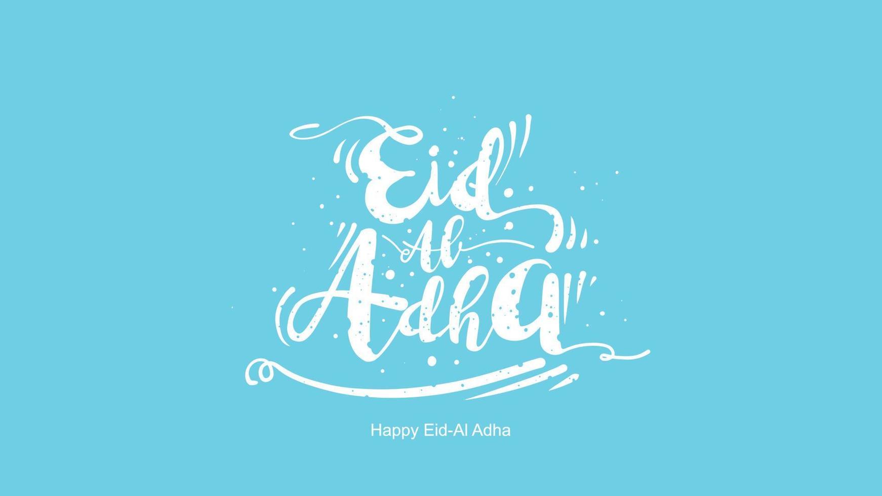 Eid al-Adha handwritten lettering. Beautiful text design for for graphic poster, greeting card etc.Greeting vector illustration