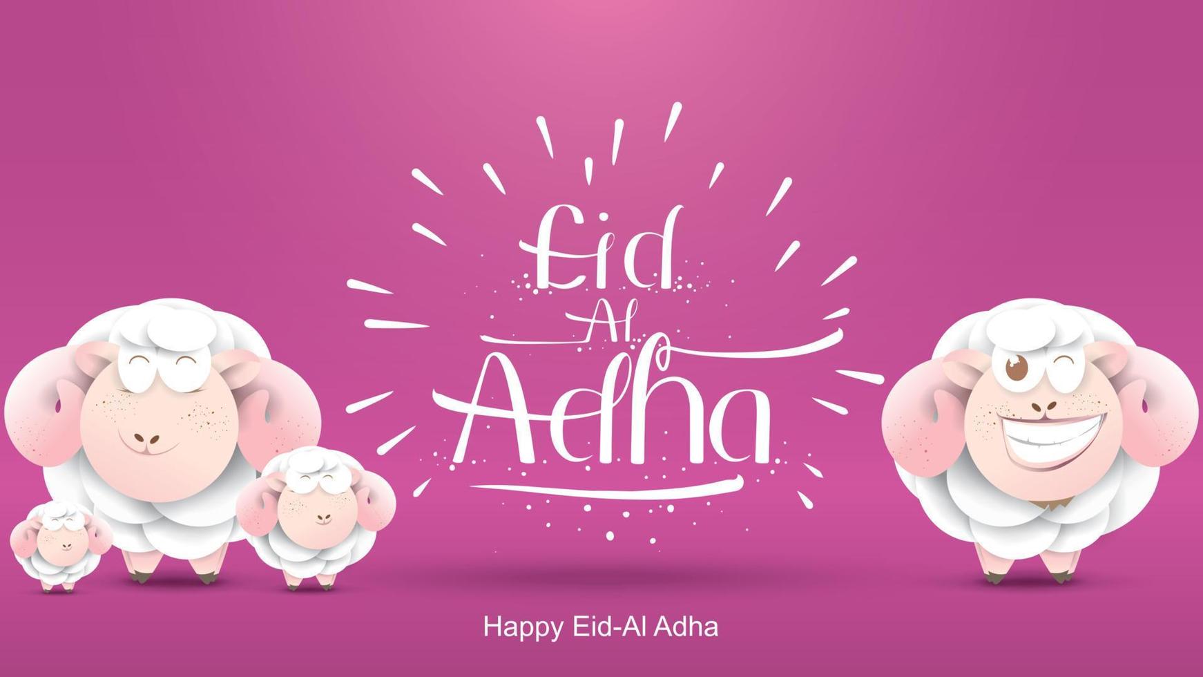 Muslim holiday Eid al-Adha. the sacrifice a ram sheep. Beautiful text handwritten lettering design for for graphic poster, greeting card etc.Greeting vector illustration