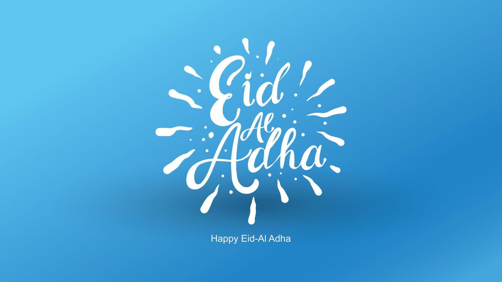 Eid al-Adha handwritten lettering. Beautiful text design for for graphic poster, greeting card etc.Greeting vector illustration
