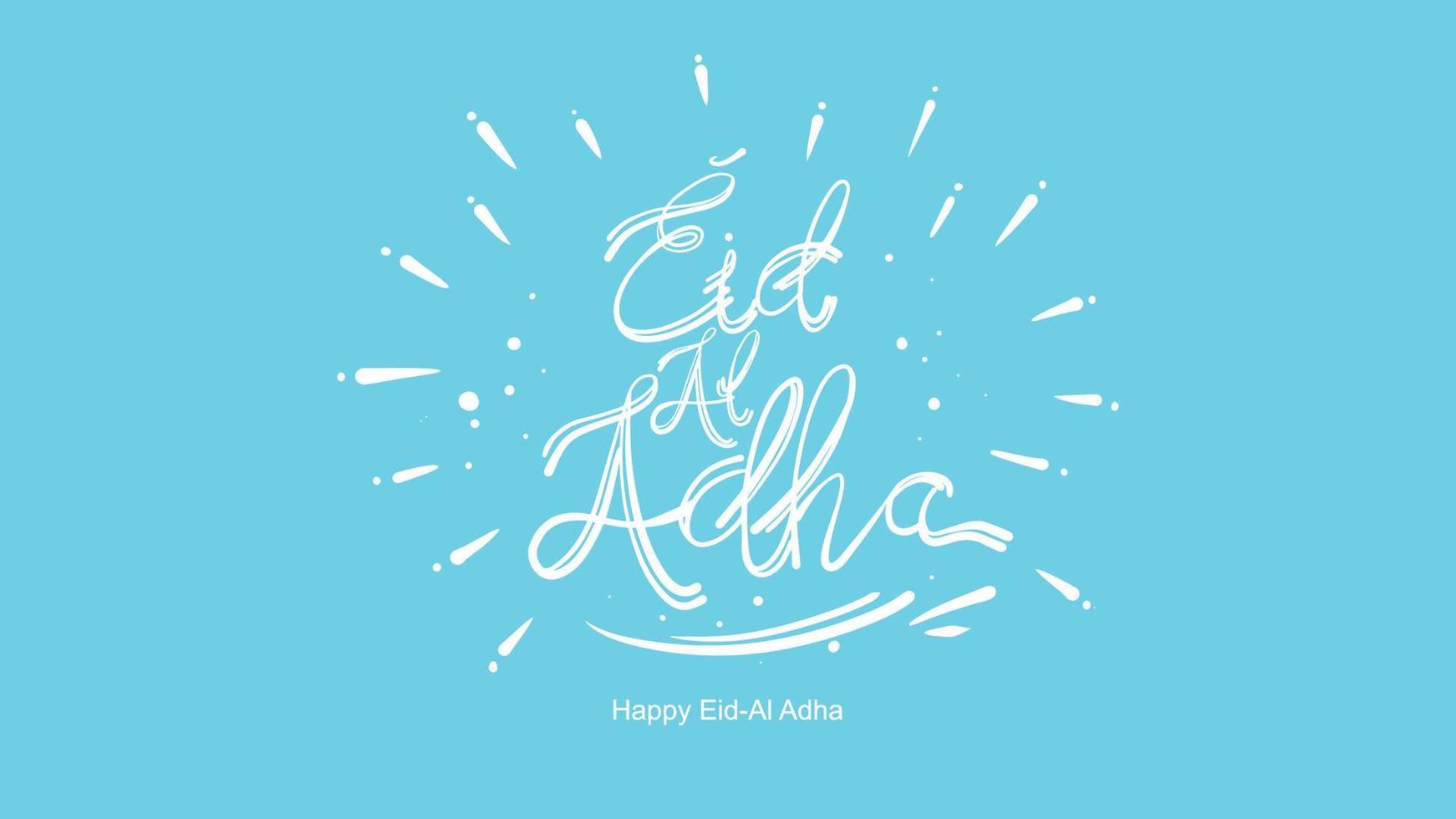 Eid al-Adha handwritten lettering. Beautiful text design for for graphic poster, greeting card etc.Greeting vector illustration